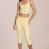 Jean capri taille moyenne Anessa, jaune citron