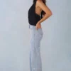 Jean droit à taille mi-haute Lorielle en denim clair