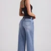 Jean Jeylan taille basse à jambes larges, délavage vintage