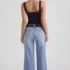 Jean Jeylan taille basse à jambes larges, délavage vintage