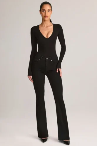 Jean évasé taille moyenne Lone en noir