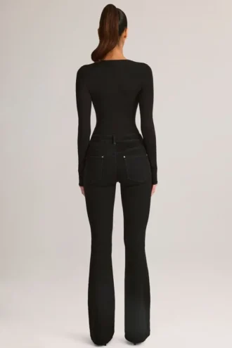 Jean évasé taille moyenne Lone en noir