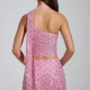 Jupe A-line à taille basse et ornements Adhara, rose