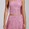 Jupe A-line à taille basse et ornements Adhara, rose
