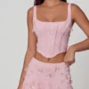 Jupe A-line à taille mi-haute et ornements Lorelei, rose pâle