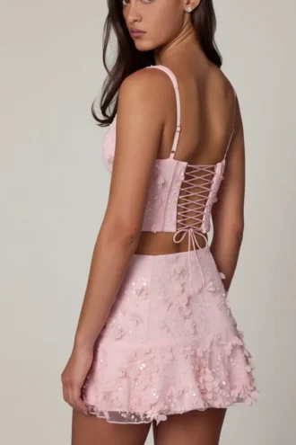 Jupe A-line à taille mi-haute et ornements Lorelei, rose pâle