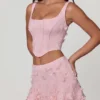 Jupe A-line à taille mi-haute et ornements Lorelei, rose pâle