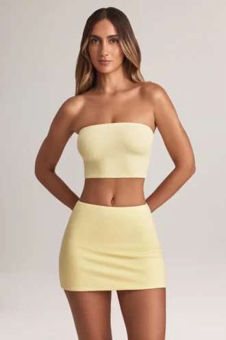 Jupe A-line taille mi-haute Zuri en modal, couleur Lemon Sherbet
