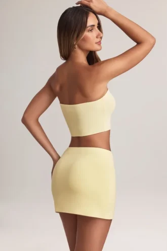Jupe A-line taille mi-haute Zuri en modal, couleur Lemon Sherbet