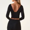 Jupe Aliz en modal à devant torsadé et taille mi-haute, couleur noire