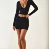 Jupe Aliz en modal à devant torsadé et taille mi-haute, couleur noire