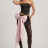 Jupe Carola en satin à nœud et taille basse, couleur noire
