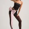 Jupe Carola en satin à nœud et taille basse, couleur noire