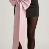 Jupe Carola en satin à nœud et taille basse, couleur noire