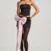 Jupe Carola en satin à nœud et taille basse, couleur noire