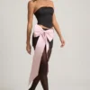 Jupe Carola en satin à nœud et taille basse, couleur noire