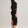 Jupe crayon midi Aven en modal, taille mi-haute, couleur noire