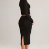 Jupe crayon midi Aven en modal, taille mi-haute, couleur noire