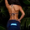 Jupe de maillot de bain froncée métallisée, couleur bleue Jupe de maillot de bain froncée métallisée, couleur bleue