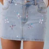 Jupe en denim à taille mi-haute Levara en denim clair