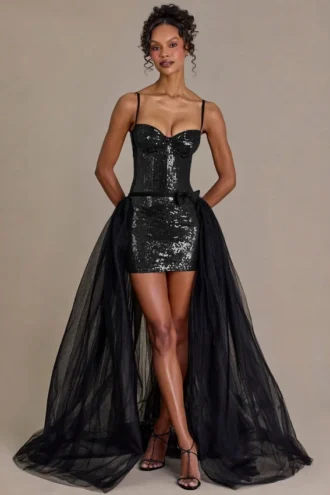 Jupe en tulle haut de gamme Odette, couleur noire