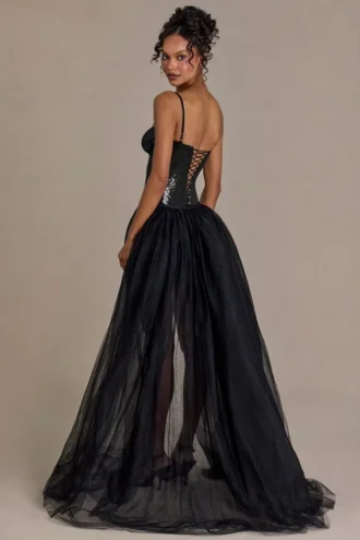 Jupe en tulle haut de gamme Odette, couleur noire