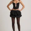 Jupe Imani à ourlet bouffant et taille mi-haute, en noir