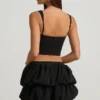 Jupe Imani à ourlet bouffant et taille mi-haute, en noir