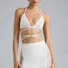 Jupe Joni à taille mi-haute et ornements, couleur ivoire Jupe Joni à taille mi-haute et ornements, couleur ivoire