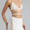 Jupe Joni à taille mi-haute et ornements, couleur ivoire Jupe Joni à taille mi-haute et ornements, couleur ivoire