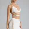 Jupe Joni à taille mi-haute et ornements, couleur ivoire Jupe Joni à taille mi-haute et ornements, couleur ivoire