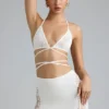 Jupe Joni à taille mi-haute et ornements, couleur ivoire Jupe Joni à taille mi-haute et ornements, couleur ivoire