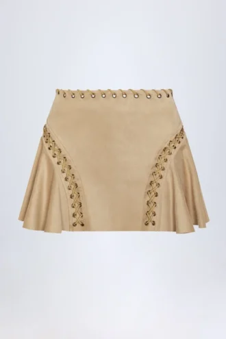 Jupe à lacets taille moyenne Jalsa, couleur beige