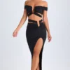 Jupe longue asymétrique à découpes Urara en noir