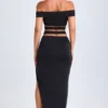 Jupe longue asymétrique à découpes Urara en noir