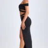 Jupe longue asymétrique à découpes Urara en noir