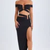 Jupe longue asymétrique à découpes Urara en noir