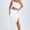 Jupe longue asymétrique froncée Ishaana, blanche Jupe longue asymétrique froncée Ishaana, blanche