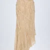 Jupe longue asymétrique à volants Novina, imprimé beige Jupe longue asymétrique à volants Novina, imprimé beige