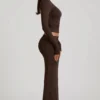 Jupe longue Nadina en modal à taille asymétrique, couleur chocolat Jupe longue Nadina en modal à taille asymétrique, couleur chocolat