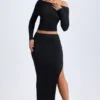 Jupe longue taille basse Carolina en modal, couleur noir