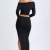 Jupe longue taille basse Carolina en modal, couleur noir