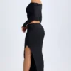 Jupe longue taille basse Carolina en modal, couleur noir