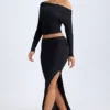 Jupe longue taille basse Carolina en modal, couleur noir
