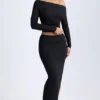Jupe longue taille basse Carolina en modal, couleur noir