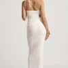 Jupe longue taille basse en jersey texturé Elena, blanche Jupe longue taille basse en jersey texturé Elena, blanche