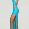 Jupe longue taille basse ornée Danica, couleur turquoise Jupe longue taille basse ornée Danica, couleur turquoise