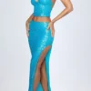 Jupe longue taille basse ornée Danica, couleur turquoise Jupe longue taille basse ornée Danica, couleur turquoise