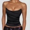 Jupe longue à taille mi-haute et fente sur la cuisse Nevara, ornée de paillettes, en noir-violet Jupe longue à taille mi-haute et fente sur la cuisse Nevara, ornée de paillettes, en noir-violet