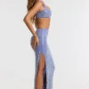 Jupe longue à taille mi-haute Siona ornée, couleur bleue